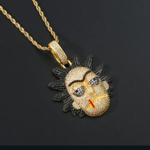 Rick and morty pendant and chain necklace - Picture 2 of 2